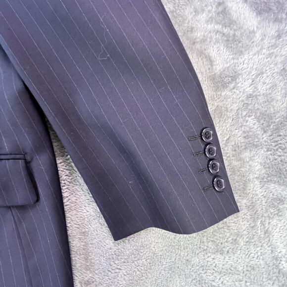 Naldini Blazer Mens 44 Navy Pinstripe Made in Italy Super 150s Wool 3 Button - Picture 2 of 15